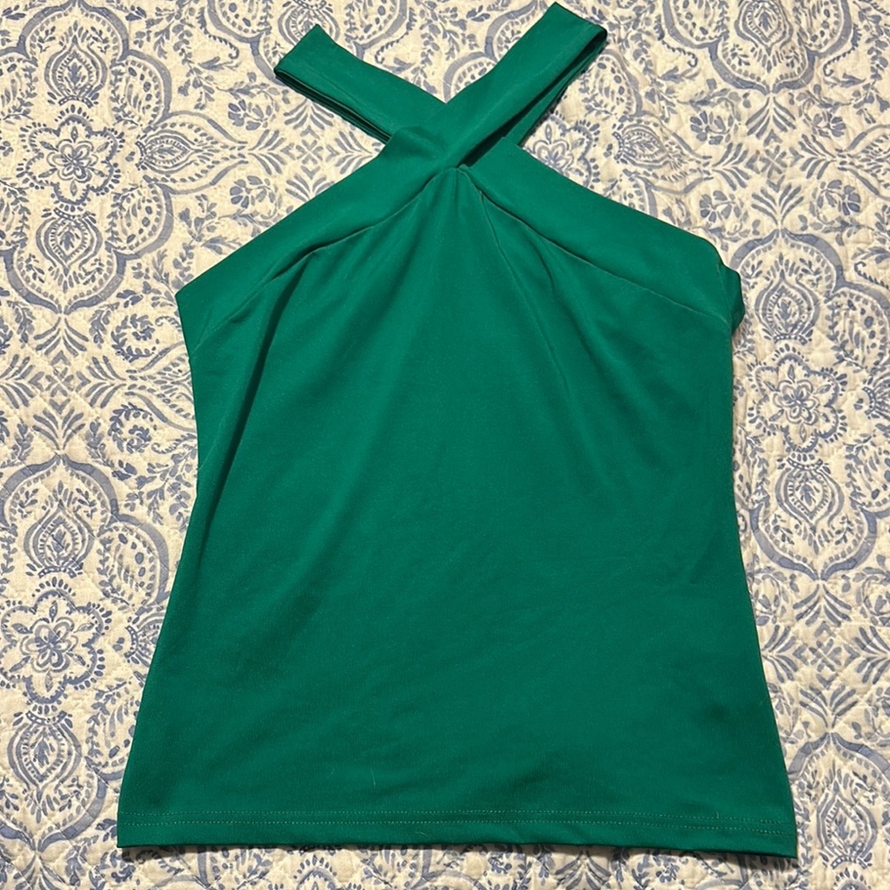 SHEIN Green Asymmetrical Cut Out Tank Top